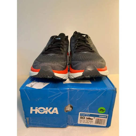 .895 Hoka M Clifton 8, Grey, Orange, Red, Mens Running Shoes-US 9 Mens main image 6